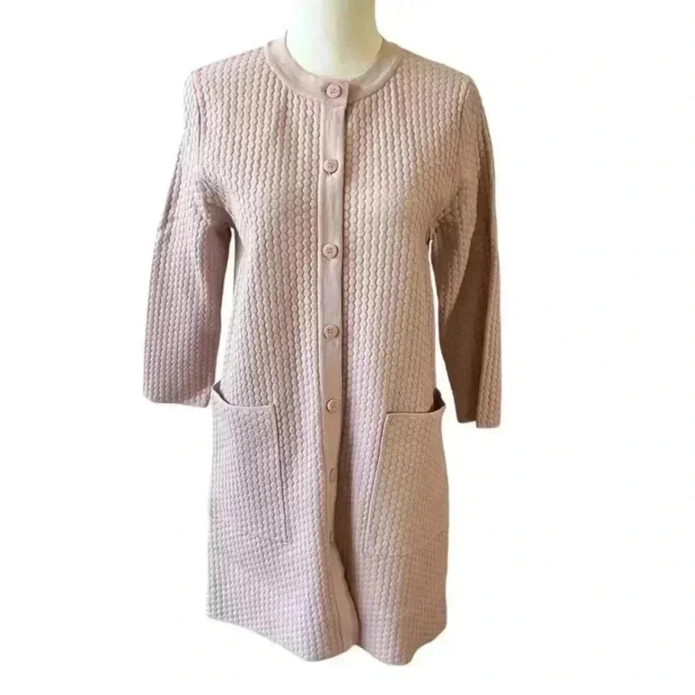 Cos Textured Dot Flowy Button Down Knit Crew Neck… - image 3